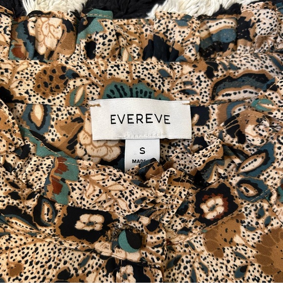 Evereve Blouse Size S Tan with Floral Print of //blues and Greens - Picture 6 of 6